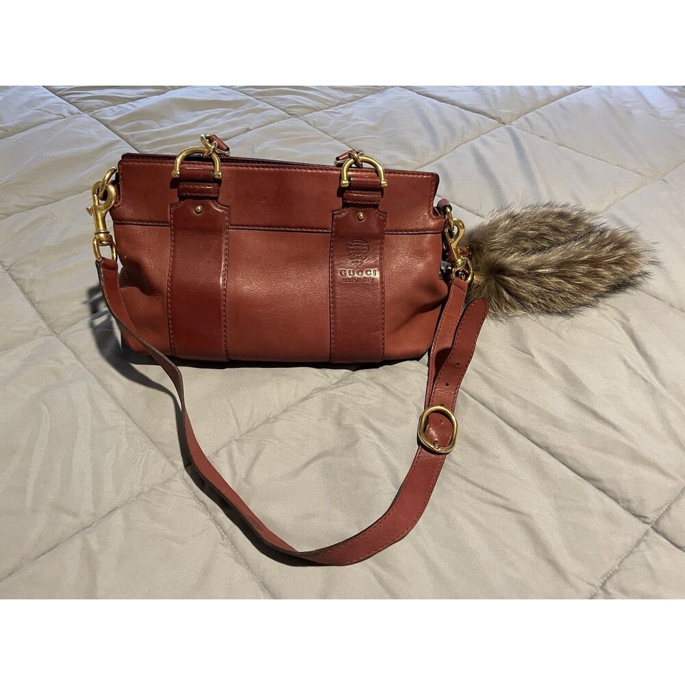 Authentic Gucci 269925 Bordeaux Leather Shoulder Bag Horsebit made in italy